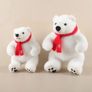 Plush Polar Bear Duo with Red Snowflake Scarves