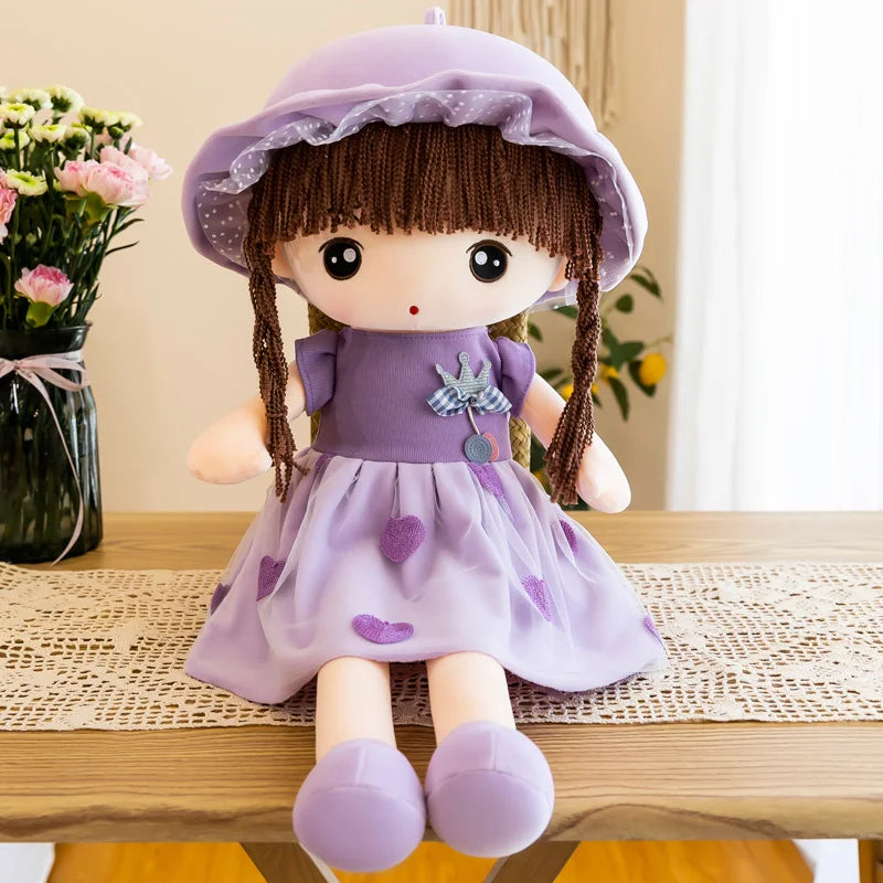 Cute Plush Doll with Plaid Hat & Polka Dot Dress - Image 7