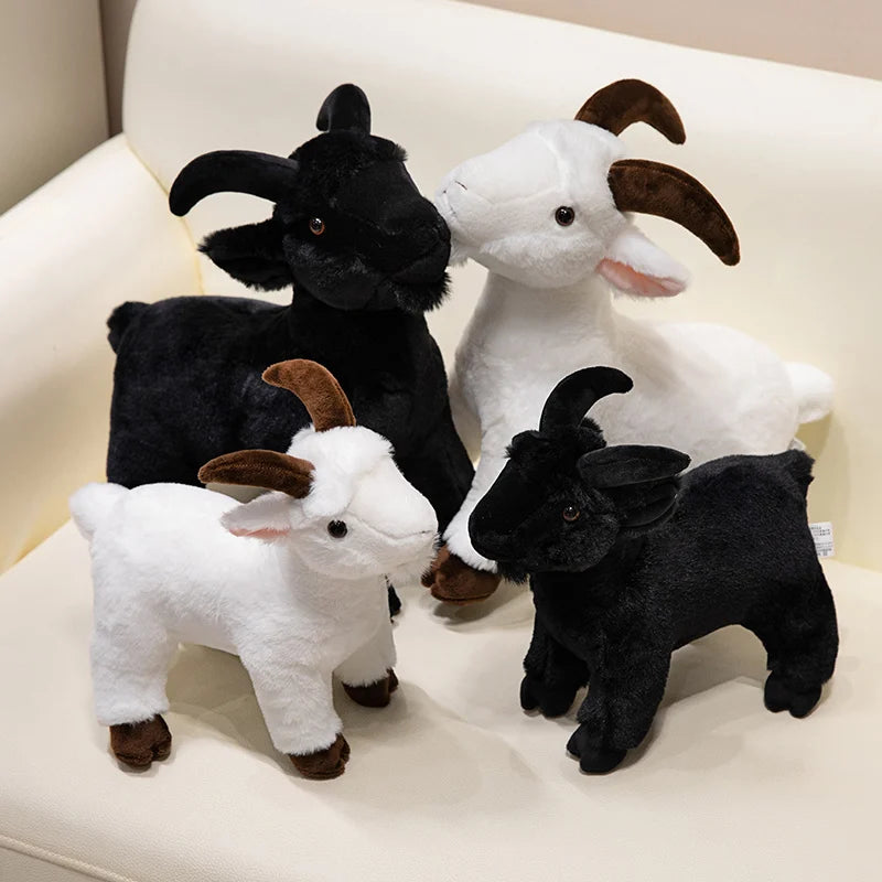 Adorable Black and White Plush Goat Pair - Image 2