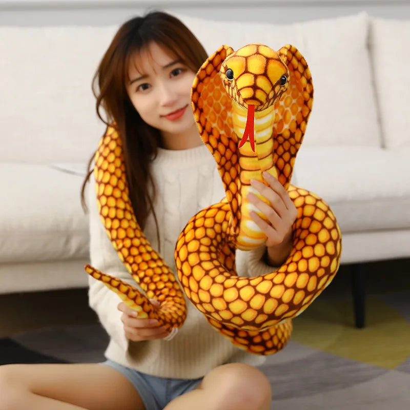 Cute White Snake Plush Pillow with Yellow Zigzags - Image 5