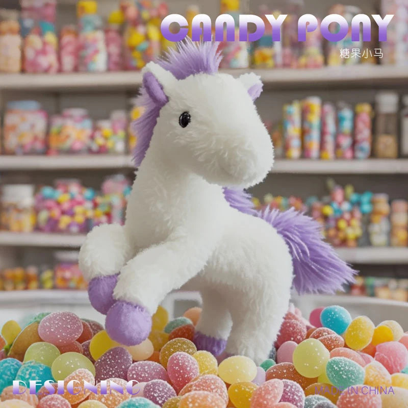 White Plush Pony with Orange Mane and Red Hooves - Image 2