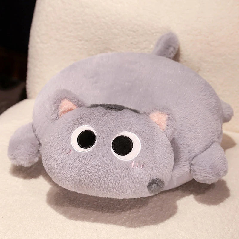 Chubby Black Mochi Cat Plush with Big Eyes - Image 7