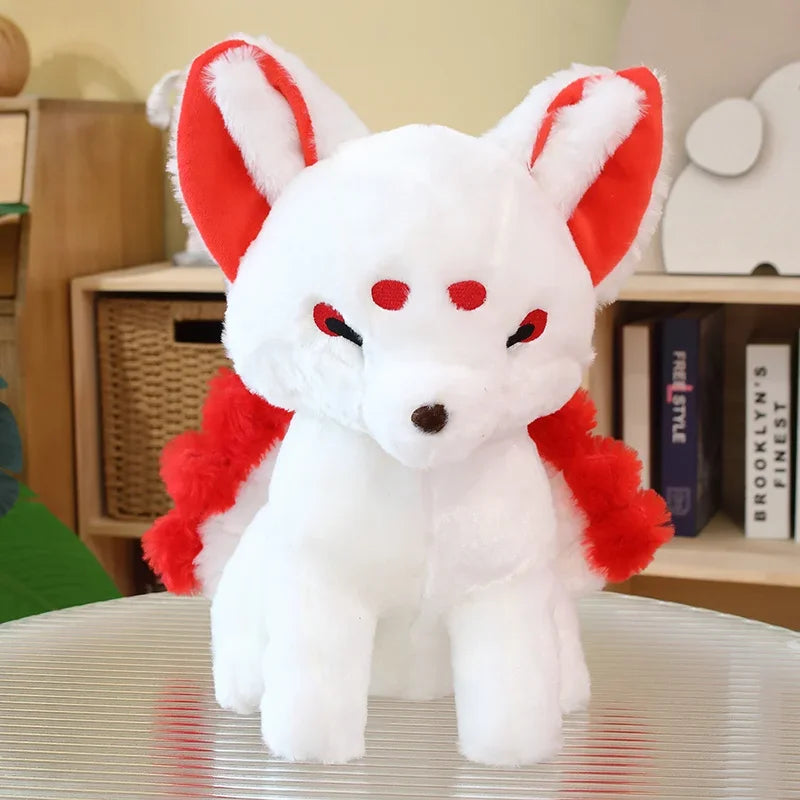 White Kitsune Plush with Red Face Markings - Image 8