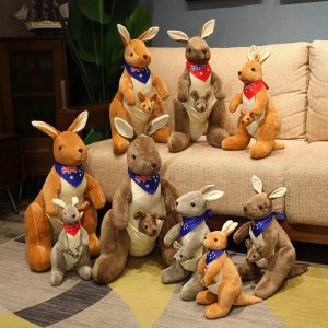Soft Kangaroo Plush with Joey and Australian Bandana