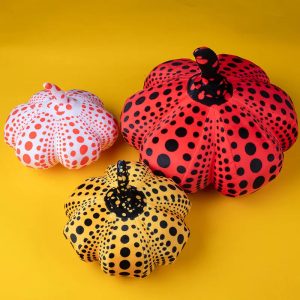 Vibrant Polka Dot Pumpkin Plush Cushion