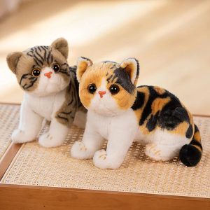 Soft Calico Plush Cat with Big Expressive Eyes