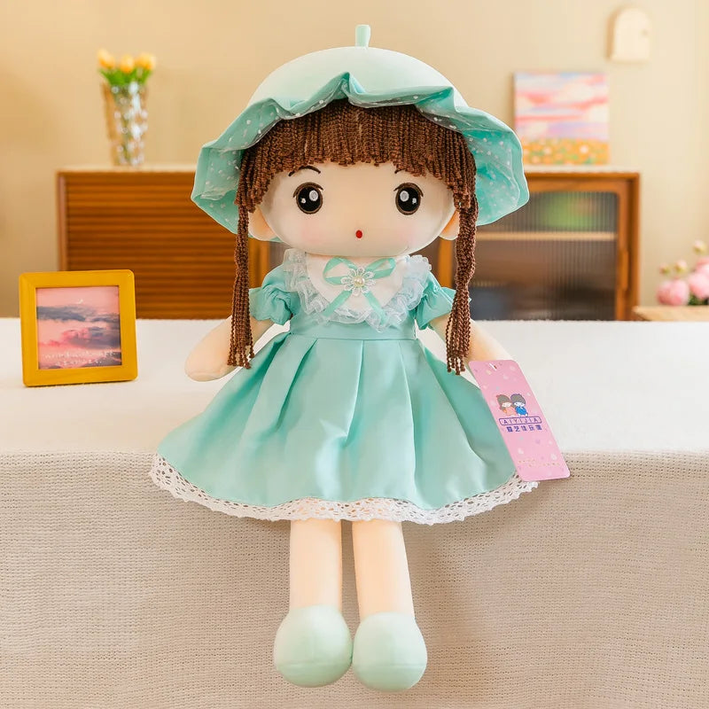 Cute Plush Doll with Plaid Hat & Polka Dot Dress - Image 16