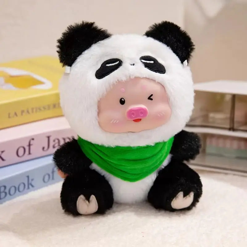Adorable Pig Plush in Orange Giraffe Costume - Image 6