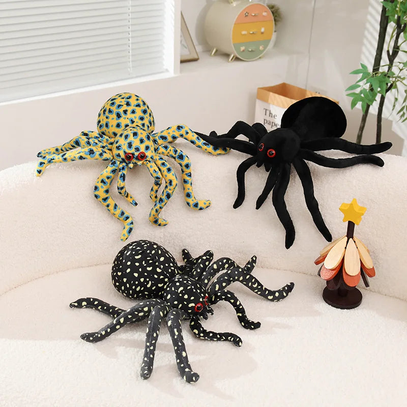 Blue Striped Plush Spider with Red Eyes - Image 2