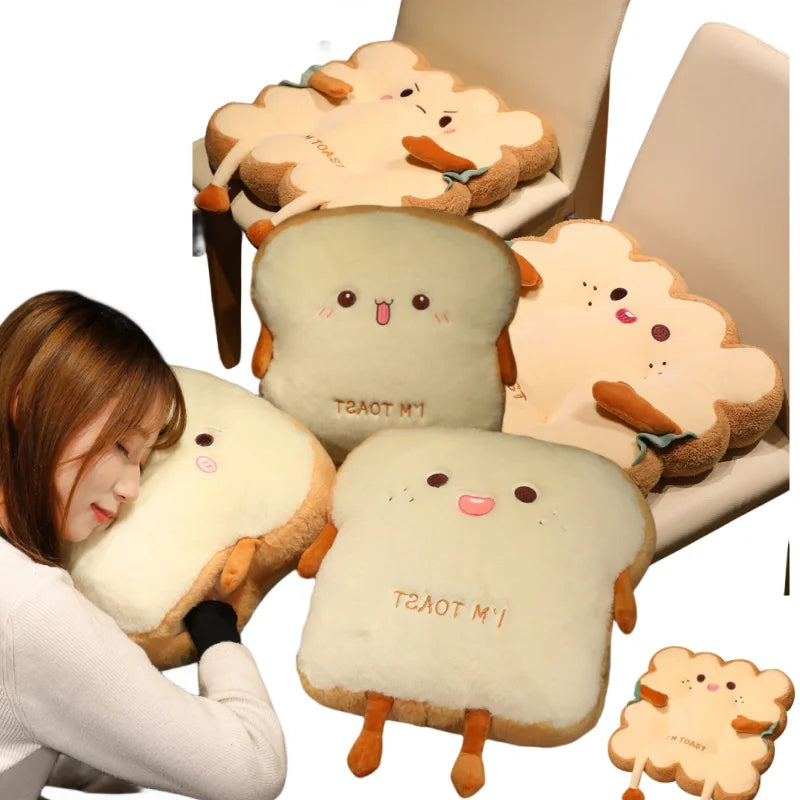 Kawaii Soft Toast Bread Slice Plush Pillow