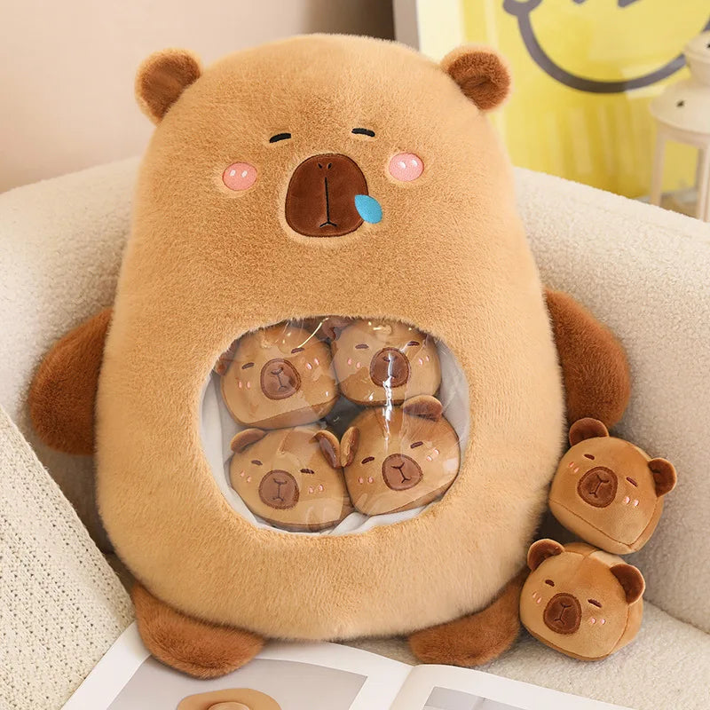 Chubby Plush Bear with Clear Pocket & Mini Bears - Image 7
