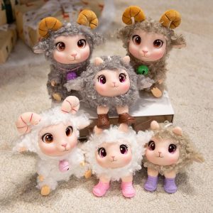 Cute Curly Plush Sheep Doll with Horns