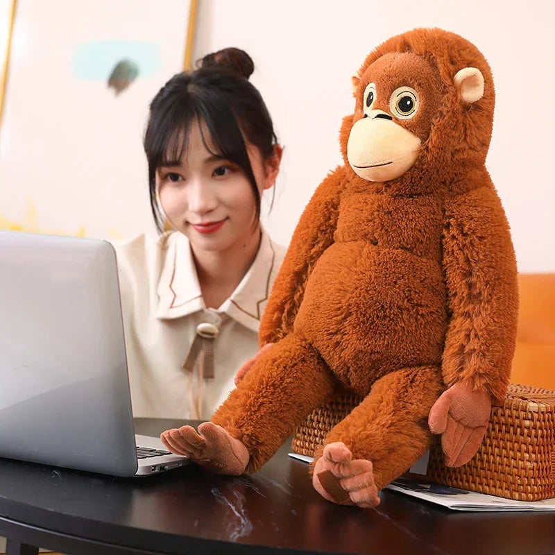 Hugging Brown Orangutan Plush Pair - Image 4