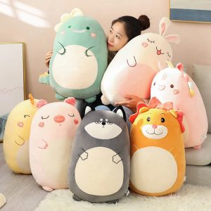 Chubby Dinosaur Plush Pillow in Mint Green
