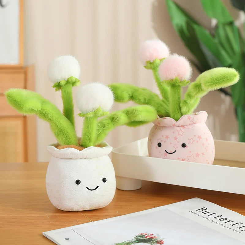 Cute Pink Potted Plush Plant with Star Pot - Image 2
