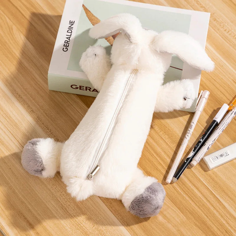 Soft Grey Plush Ferret Pencil Case - Image 5
