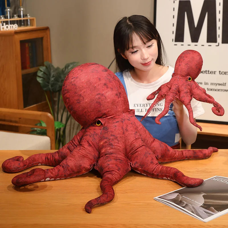 Lifelike Dark Red Octopus Plush - Image 2