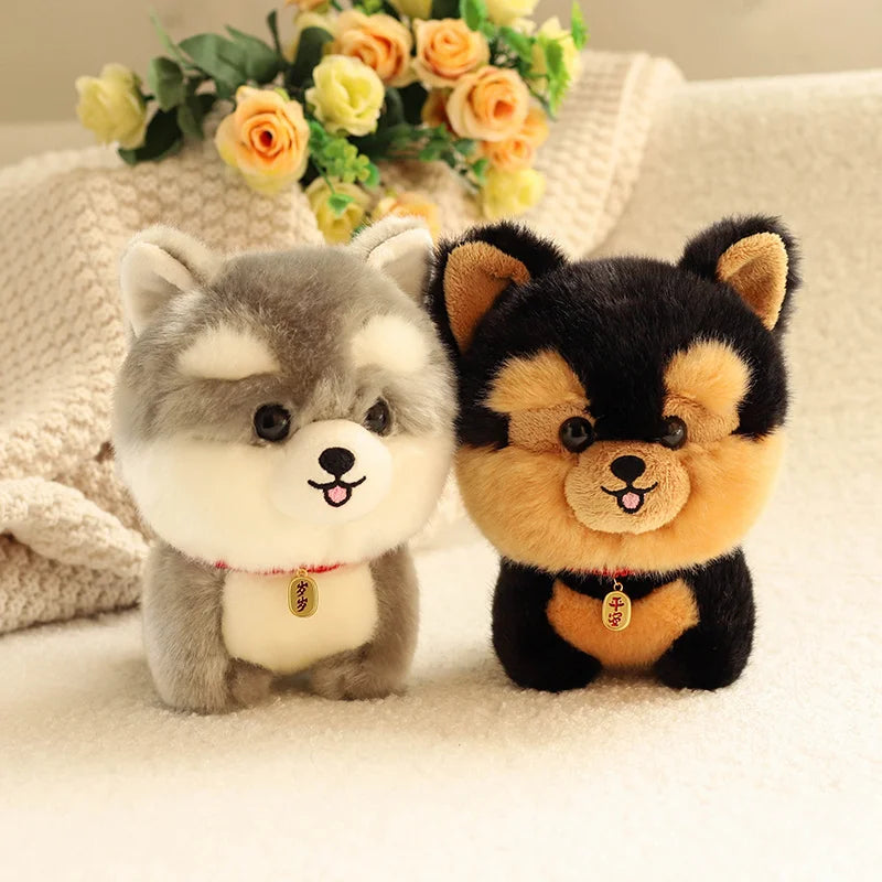 Cute Chubby Dog Plushie with Red Collar Charm - Image 4