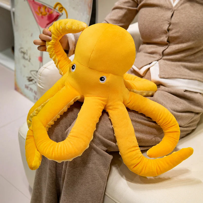 Cuddly Yellow Octopus Plush with Textured Tentacles - Image 3