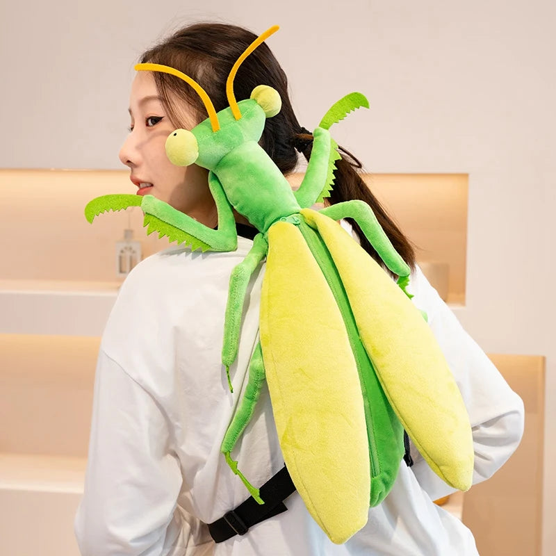 Green Praying Mantis Plush Shoulder Bag