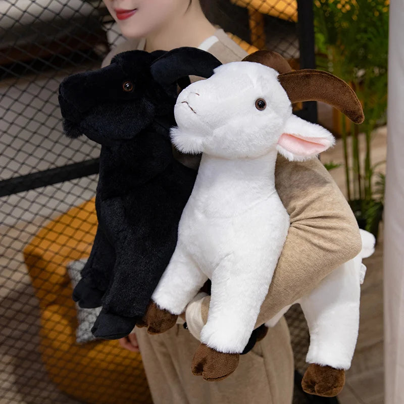 Adorable Black and White Plush Goat Pair - Image 4