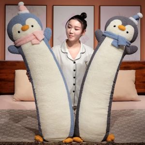 Long Penguin Plush Body Pillow with Hat and Scarf
