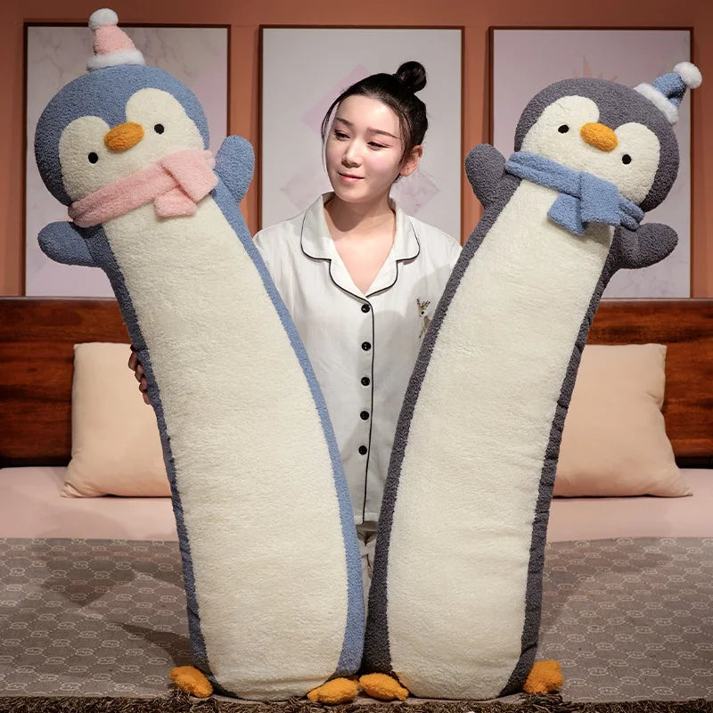Long Penguin Plush Body Pillow with Hat and Scarf