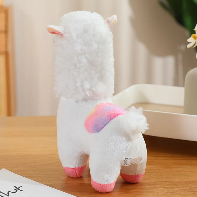 Soft Pink and Blue Alpaca Plush Toy with Curly Mane - Image 4