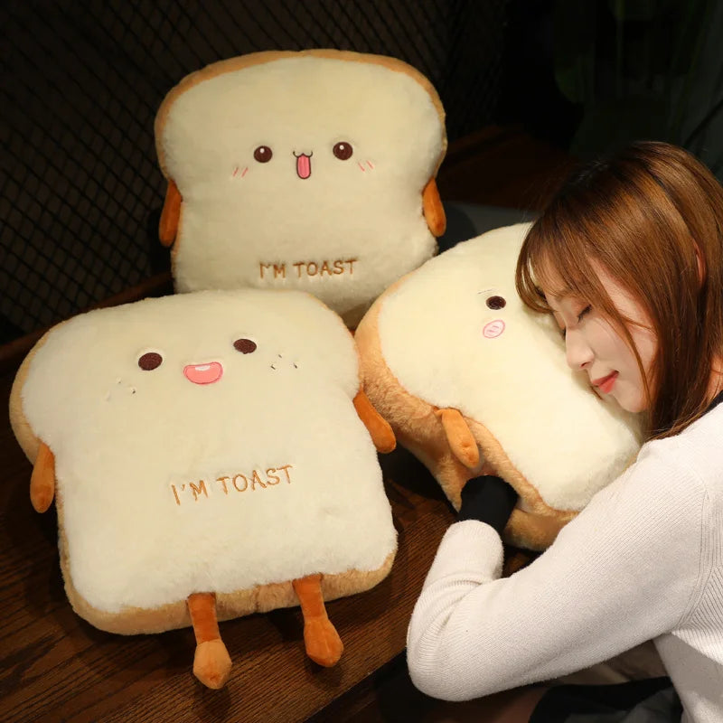 Cute Toast Plush Pillow with 'I'M TOAST' - Image 3