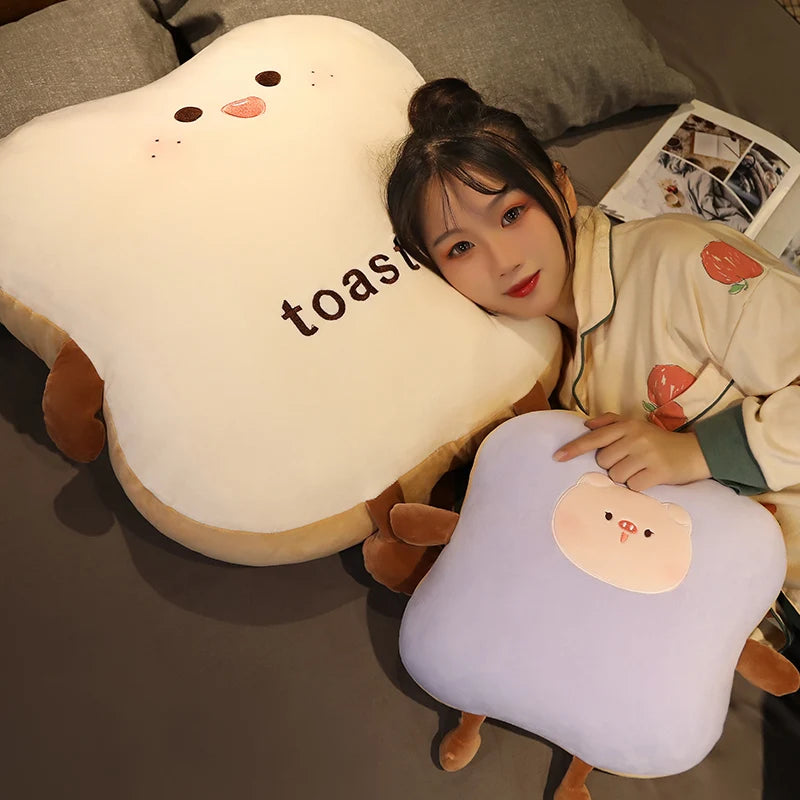 Plush Toast Pillow with Cute Animal Faces - Image 6
