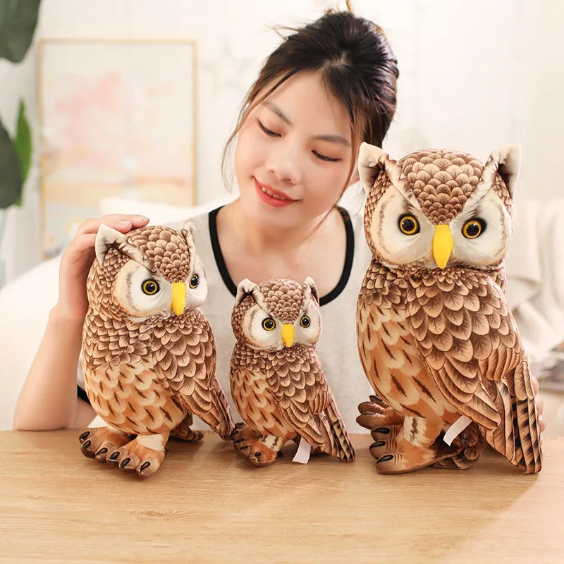 Brown and Cream Realistic Owl Plush - Image 4