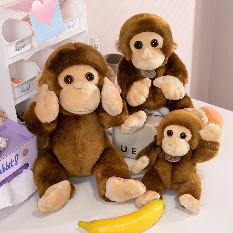 Cute Brown Plush Monkey with Big Eyes - Image 5