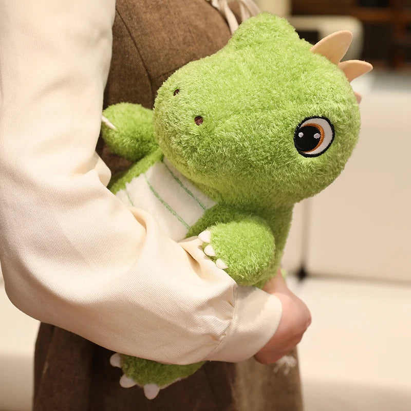 Adorable Green Dino Plush Toy with Striped Belly - Image 4