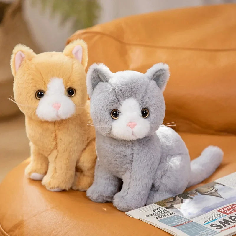 Black and White Plush Cat with Big Golden Eyes - Image 3