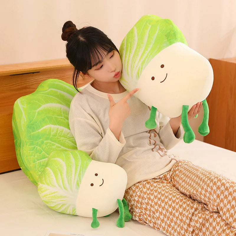 Cute Cabbage Plush Pillow with Smiling Face - Image 6