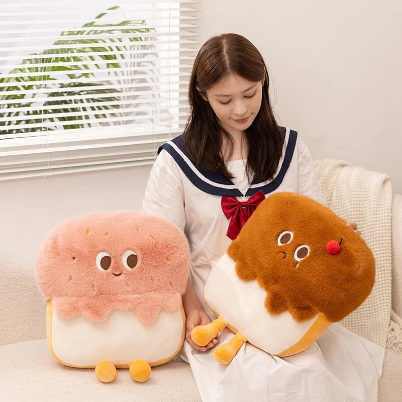 Cute Fuzzy Peach Toast Plush Pillow - Image 3