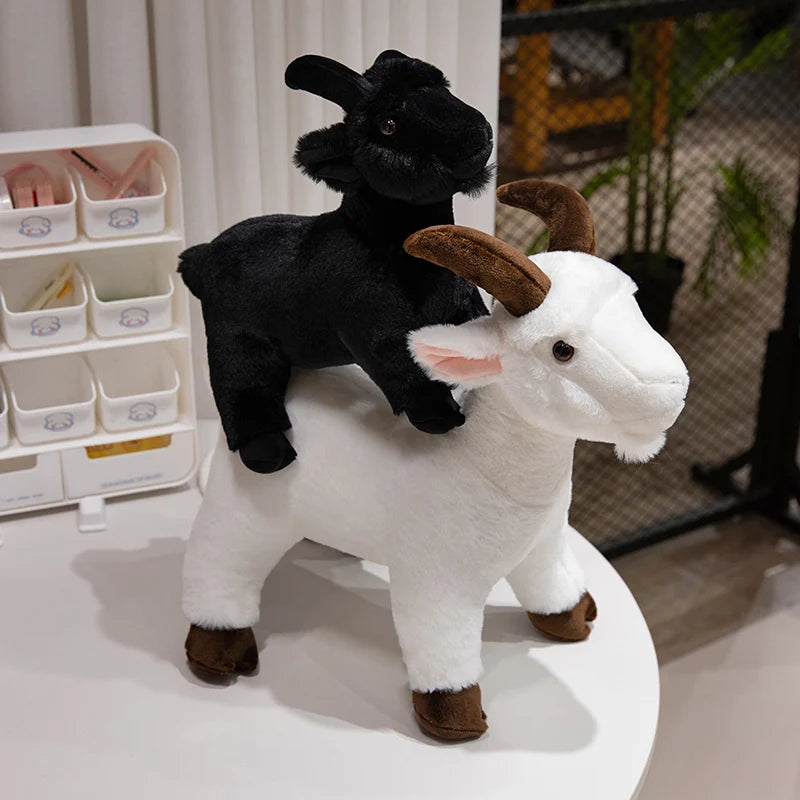 Adorable Black and White Plush Goat Pair - Image 5