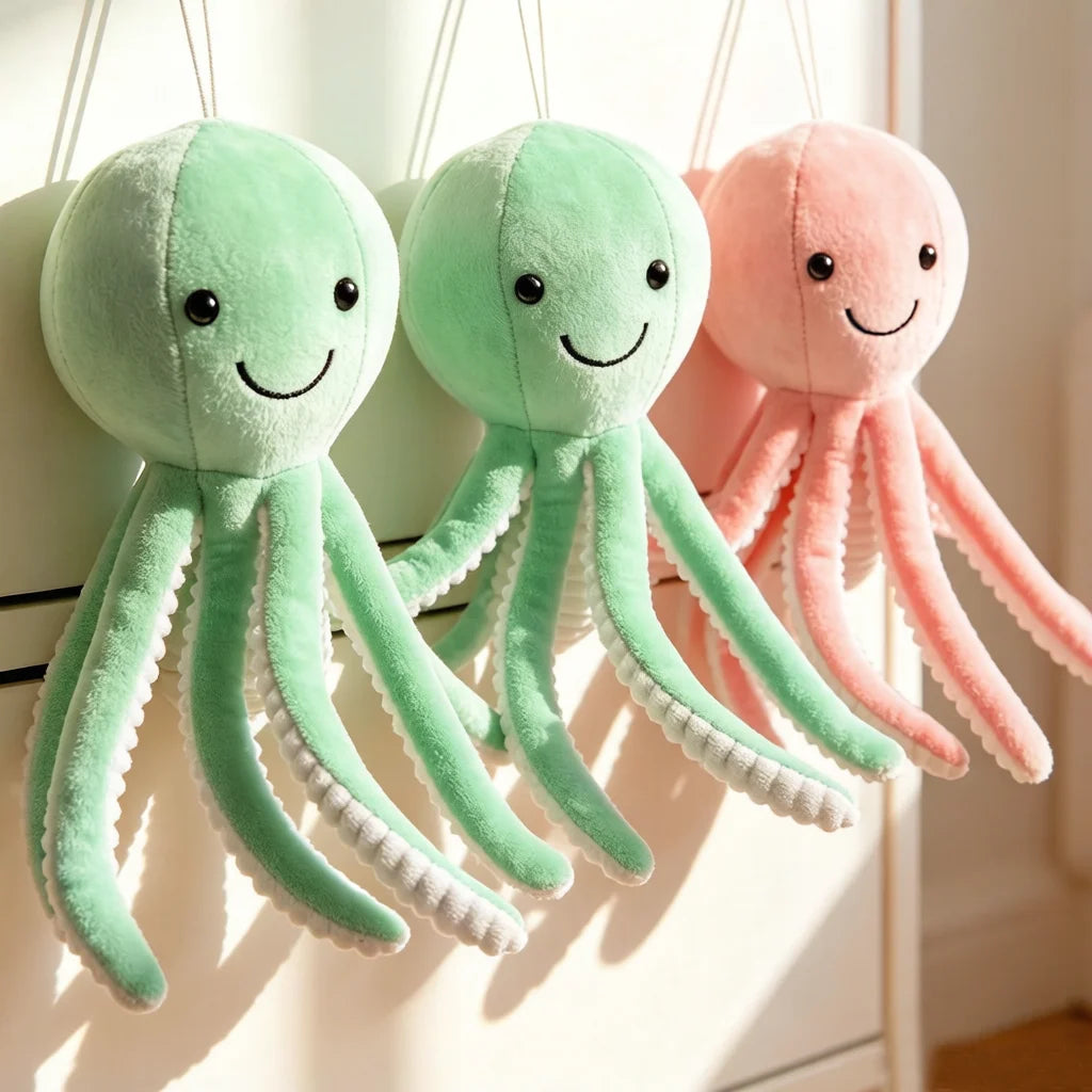 Soft Smiling Octopus Plush with Glitter Stars - Image 6