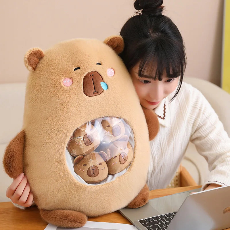 Chubby Plush Bear with Clear Pocket & Mini Bears - Image 5