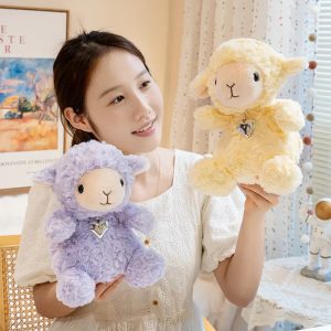 Lavender Curly Plush Lamb with Heart Charm