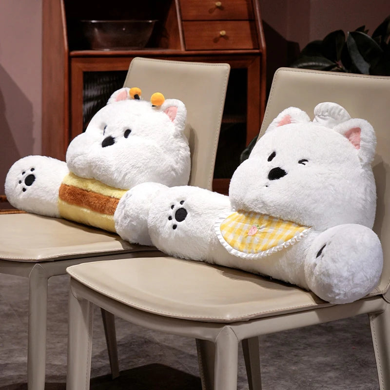 Cute White Plush Bee and Bear Animal Pillow Set - Image 3