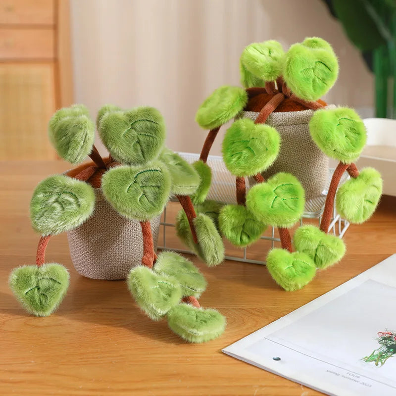 Fuzzy Heart-Leaf Potted Plush Plant