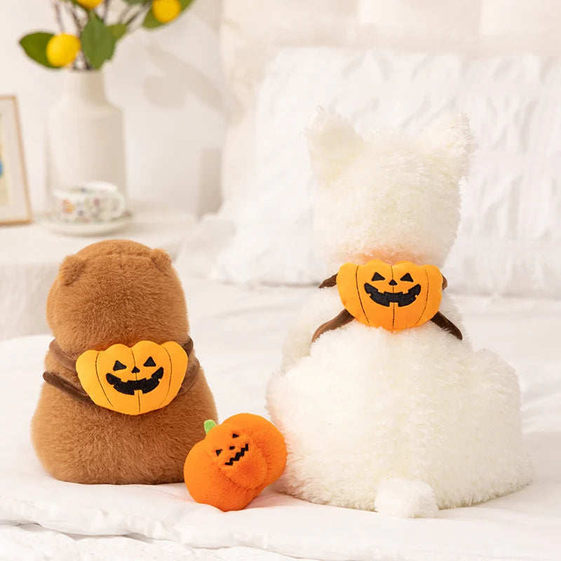 White Dog and Brown Wombat Halloween Plush Set - Image 2