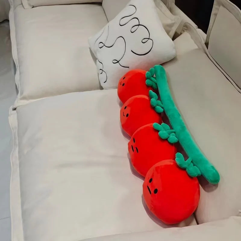 Smiling Red Tomato Vine Plush Pillow - Image 2