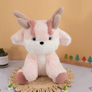 Fluffy Pink and White Fawn Plush