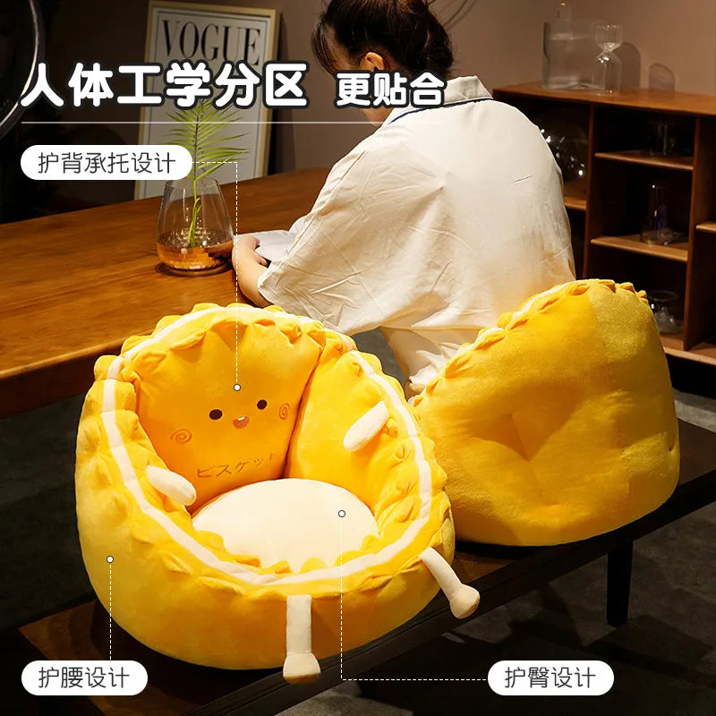 Kawaii Grumpy Biscuit Plush Floor Cushion - Image 4