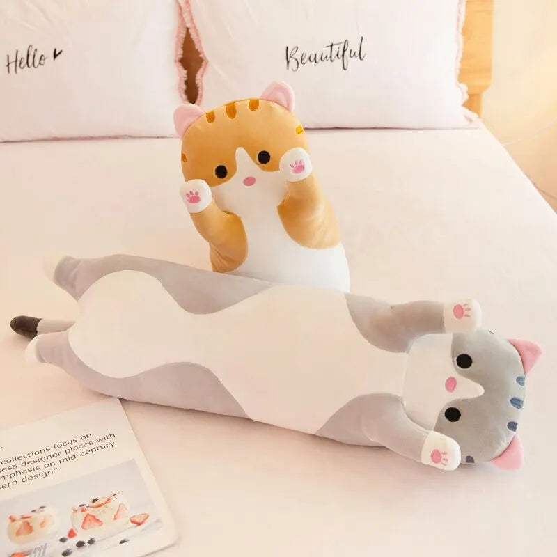 Adorable Calico & Gray Tabby Cat Plush Pillow - Image 3