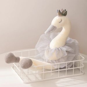 Sleeping Swan Plush Toy with Crown and Tulle Skirt