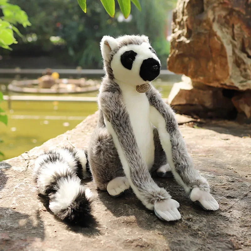 Grey Ring-Tailed Lemur Plush Toy with Striped Tail - Image 8