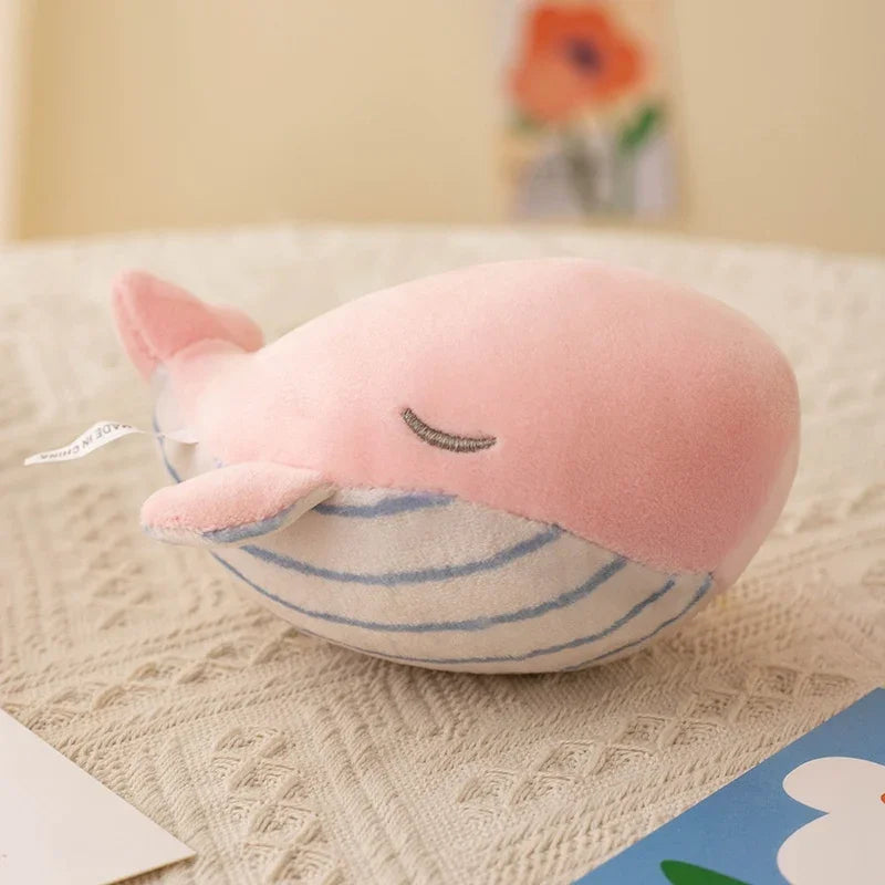 Cute Sleeping Whale Plush Keychain with Gold Clasp - Image 9